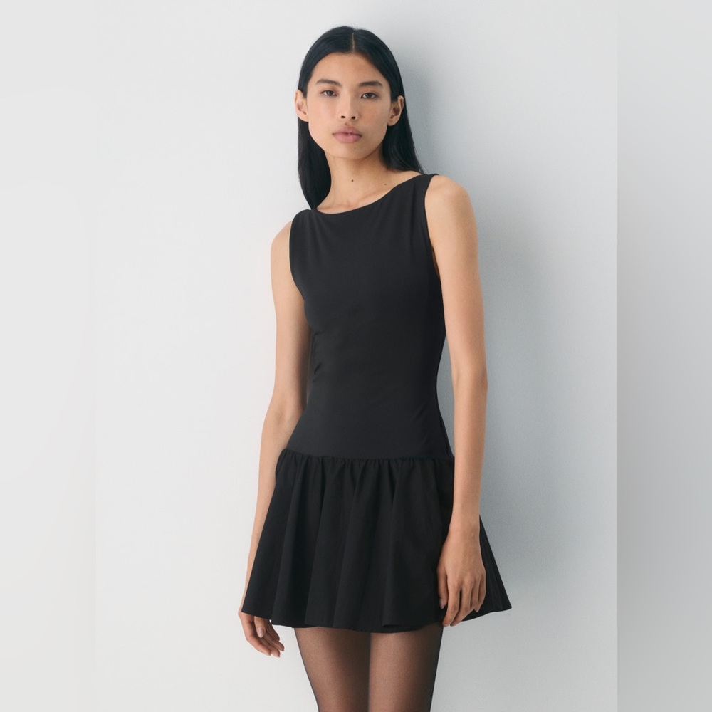 Aritzia Babaton NWT Contour Cotton Poplin Boatneck Bodice Drop Waist Dress (2XS)